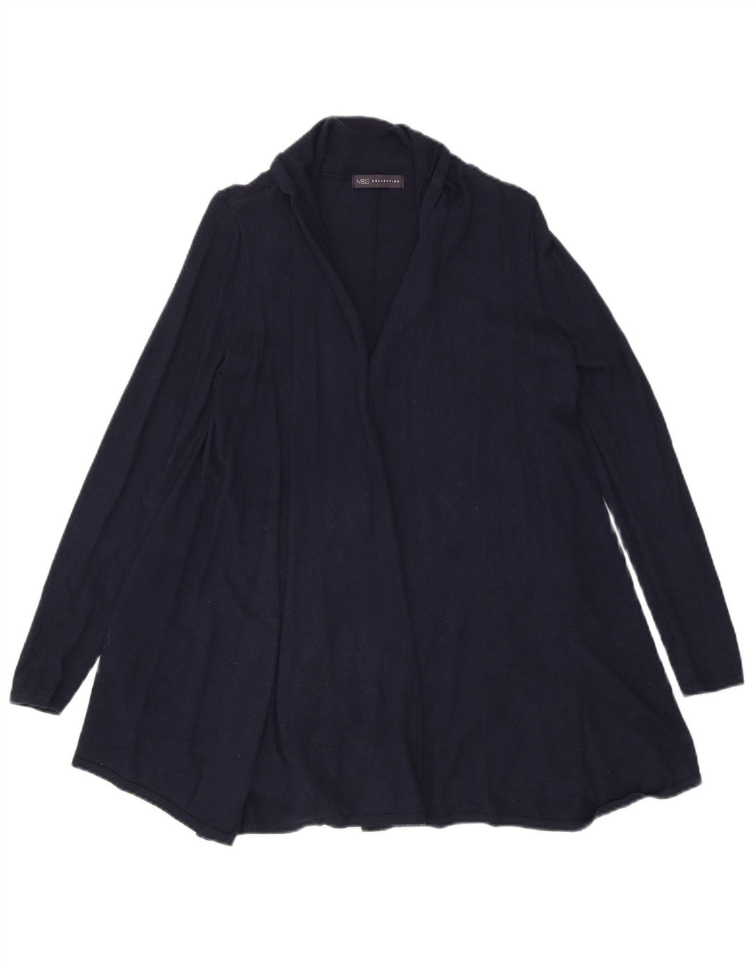 Marks & Spencer Dame Longline Åben Cardigan Sweater UK 10 Small Navy Blue