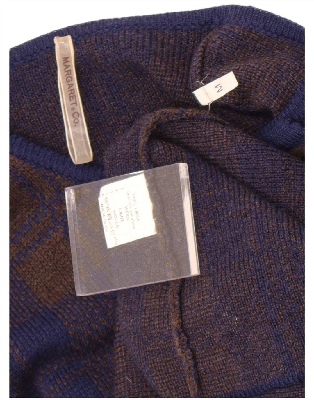 Vintage Dame Longline Cardigan Sweater UK 14 Medium Navy Blue Check