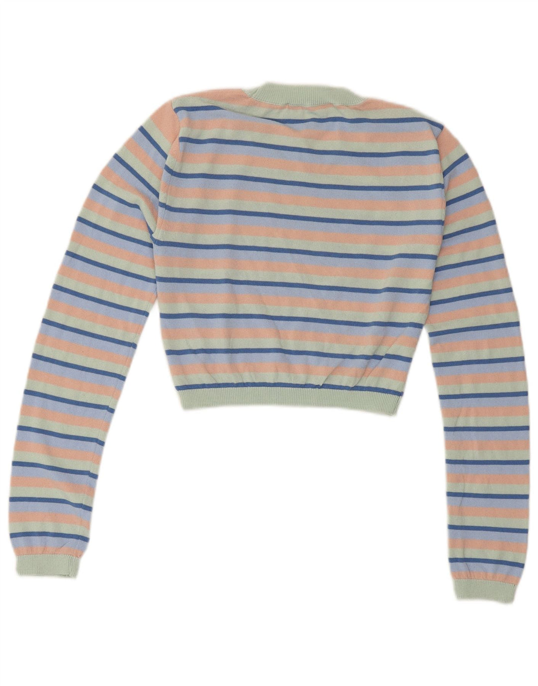 ZARA Womens Crop Crew Neck Jumper Sweater UK 8 Small Multicolored Striped