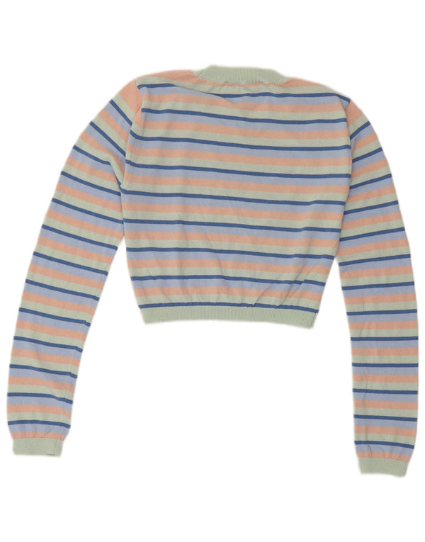 ZARA Womens Crop Crew Neck Jumper Sweater UK 8 Small Multicolored Striped