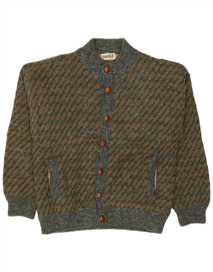 CARLO Herre Cardigan Sweater Stor Grøn Geometrisk