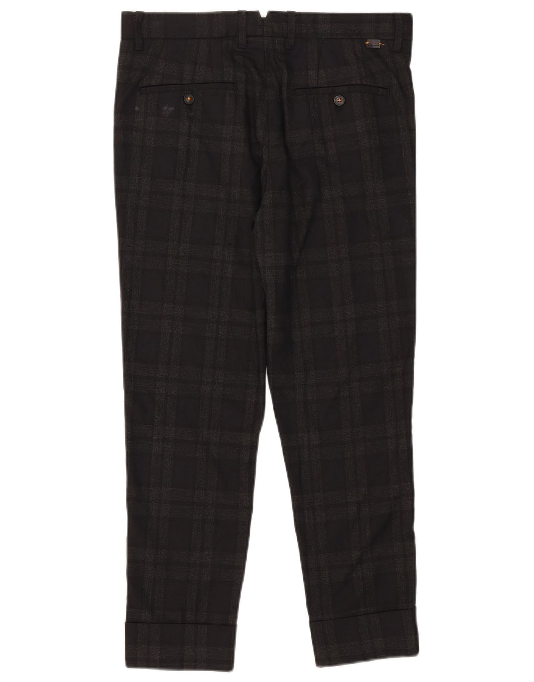 Zara Herre Slim Cropped Trousers EU 38 Small W30 L25 Grå ternet polyester