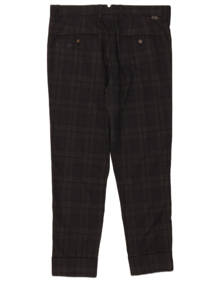 Zara Herre Slim Cropped Trousers EU 38 Small W30 L25 Grå ternet polyester