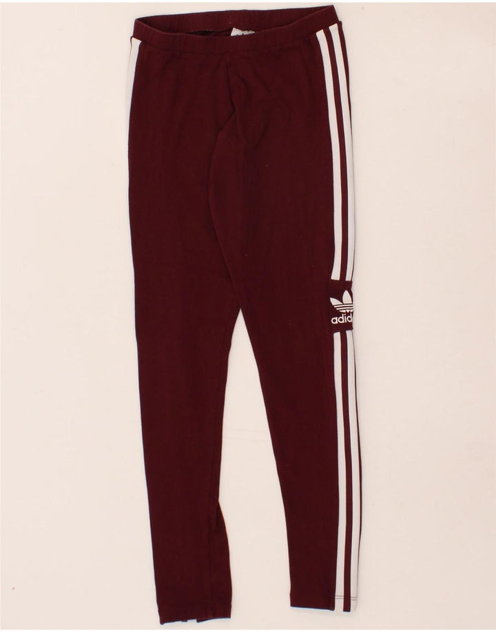 ADIDAS Womens Graphic Leggings UK 8 Small  Maroon Cotton Vintage Adidas and Second-Hand Adidas from Messina Hembry 