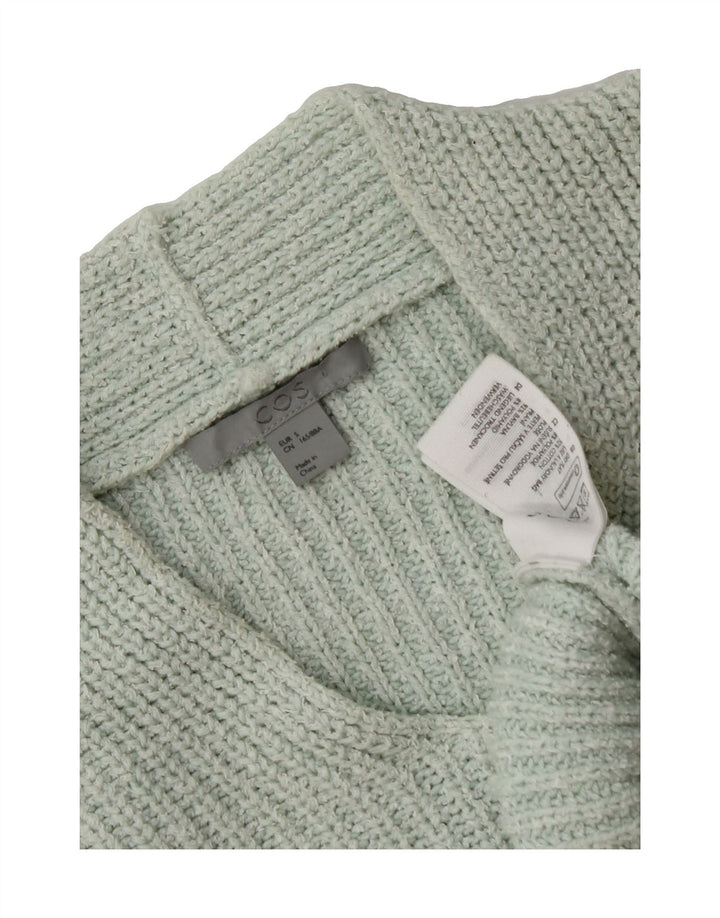 COS Womens Oversized 3/4 Sleeve V-Neck Jumper Sweater UK 10 Small Blue Vintage Cos and Second-Hand Cos from Messina Hembry 