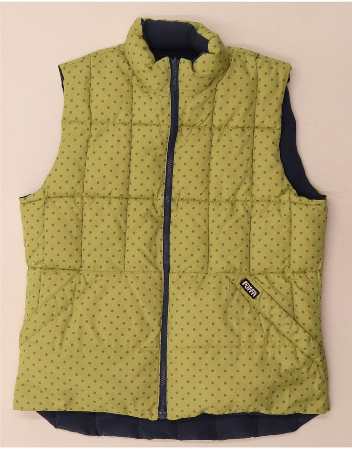 Puffa Womens Reversible Polstret Gilet UK 16 Large Blue Polyester