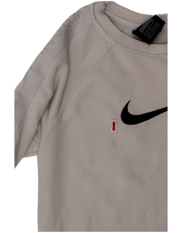 NIKE Boys Swoosh Standard Fit Sweatshirt Jumper 8-9 år Lille hvid