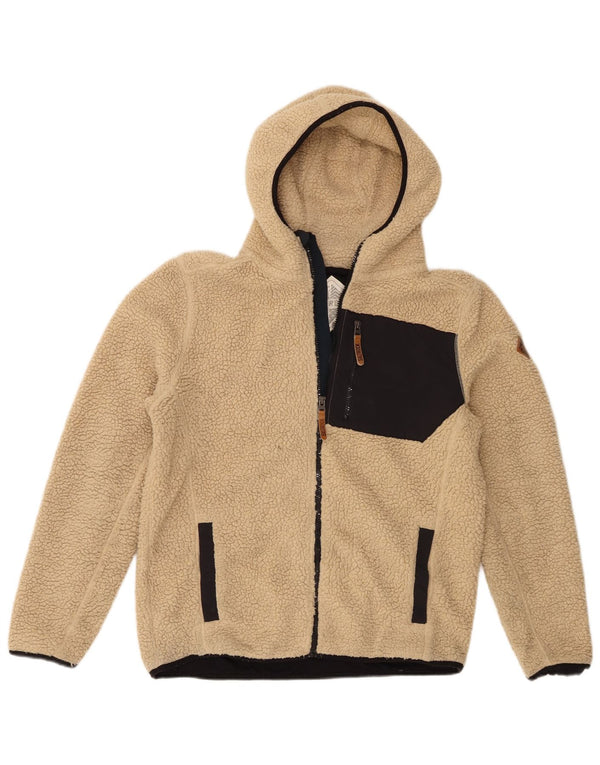 Saltrock Fleecejakke med hætte til mænd UK 38 Medium Beige Colourblock Polyester