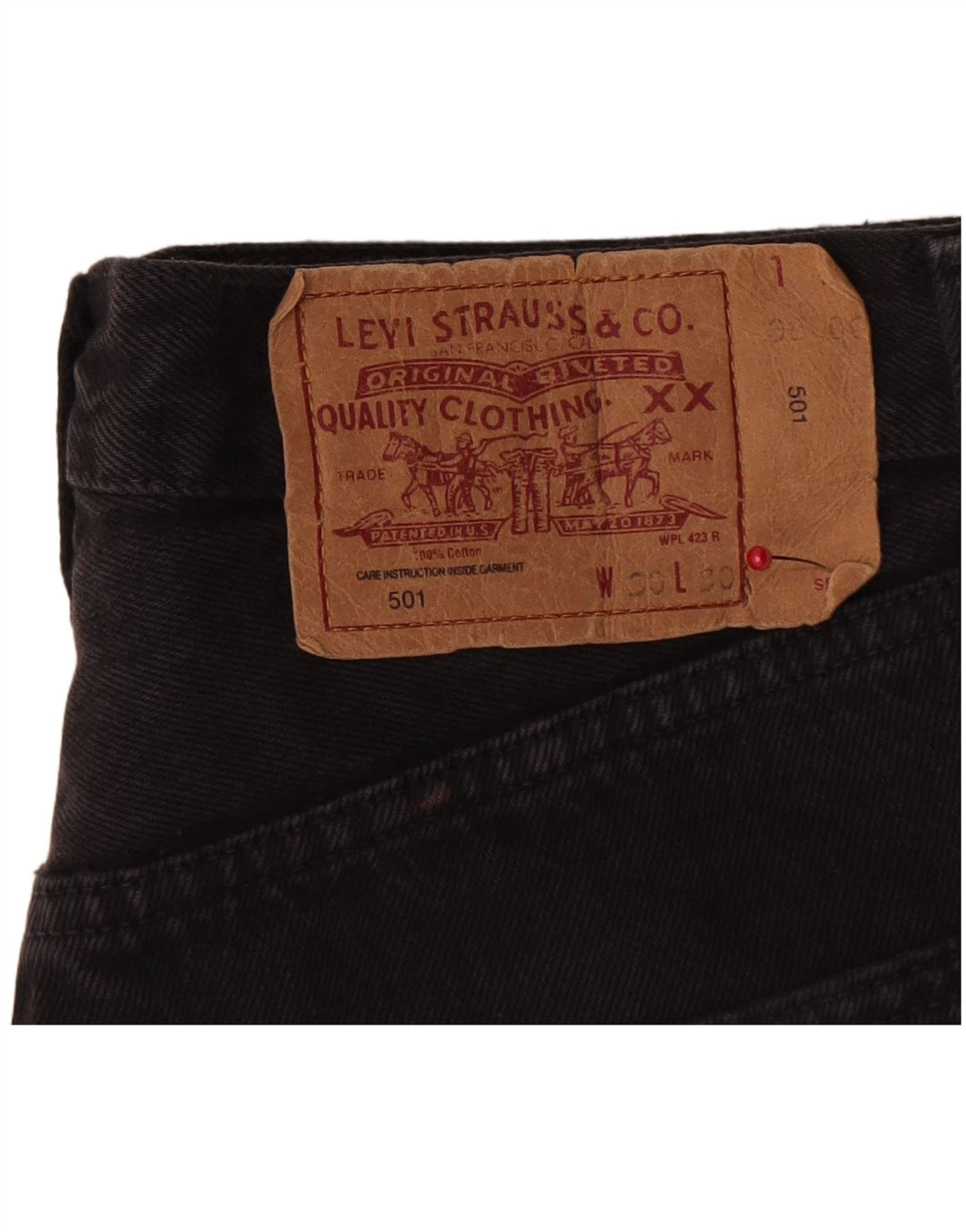 Levi's Womens High Waist Denim Hot Pants W30 Large Black Bomuld