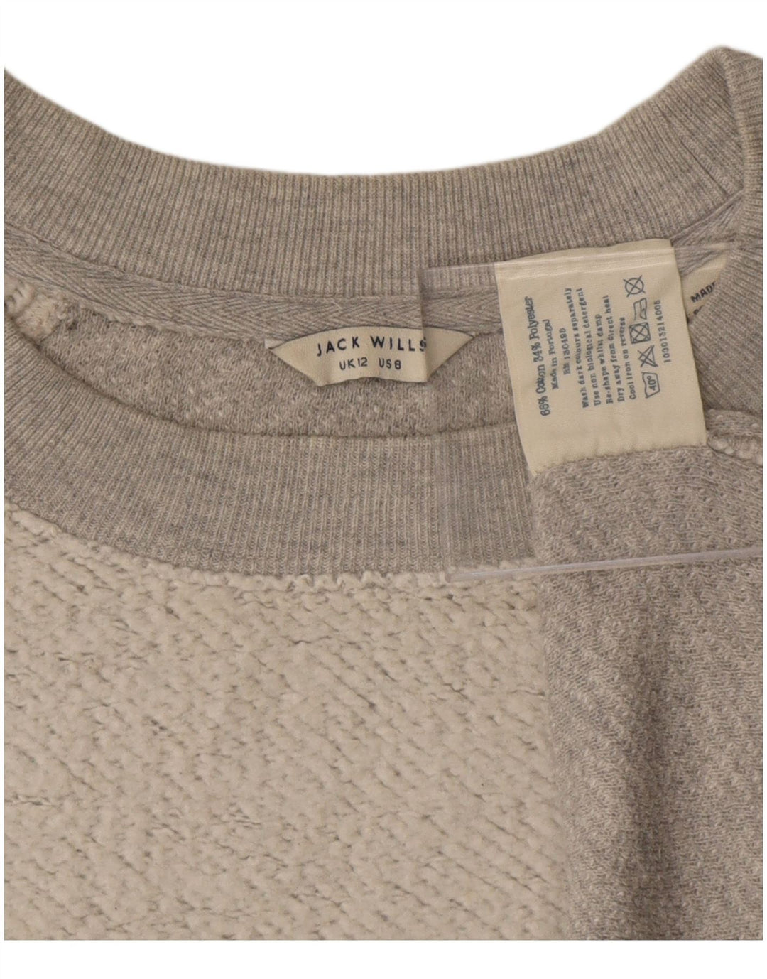 Jack Wills Womens Crop Sweatshirt Jumper UK 12 Medium Grey Bomuld
