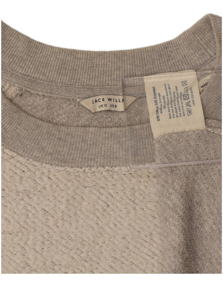 Jack Wills Womens Crop Sweatshirt Jumper UK 12 Medium Grey Bomuld