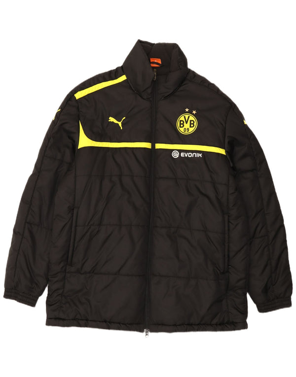 Puma Herre BVB Dortmund Grafisk Polstret Frakke UK 42 XL Sort Colourblock Nylon
