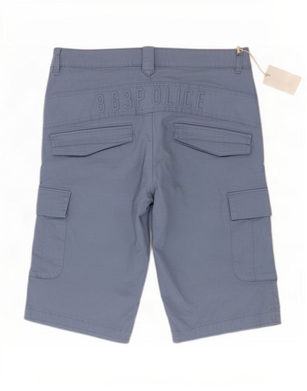 883 Police Herre Graphic Cargo Shorts W34 Large Blue Cotton