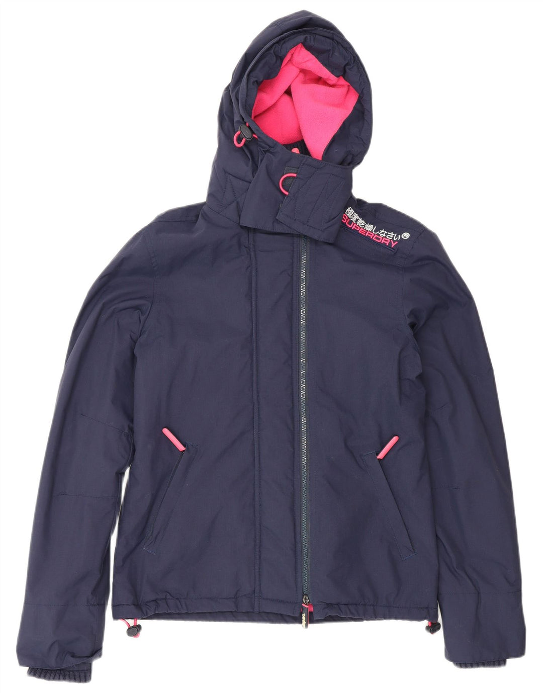 Superdry vindjakke til kvinder med hætte vindjakke UK 10 Small Navy Blue