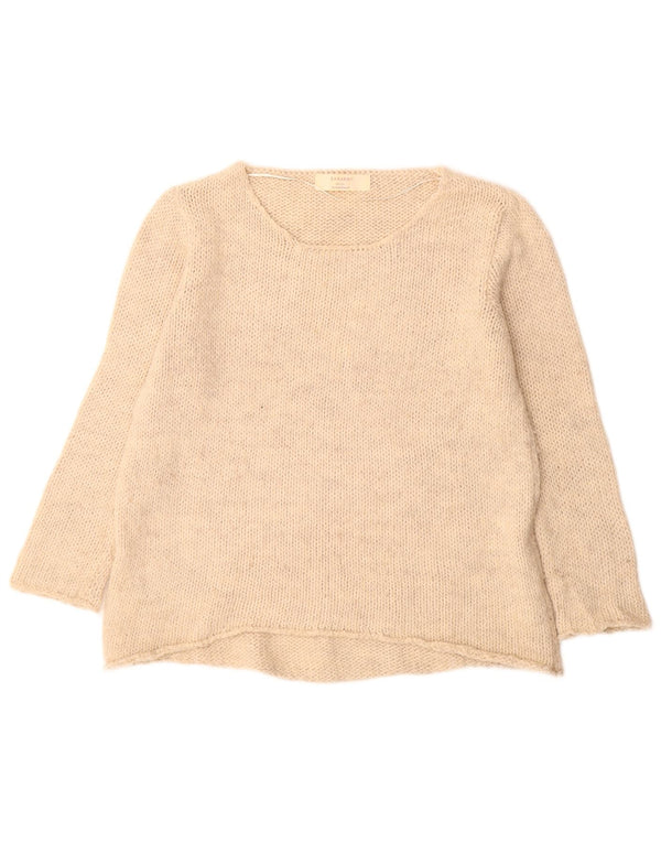 Zara Dame Boat Neck Jumper Sweater UK 14 Medium Beige Akryl