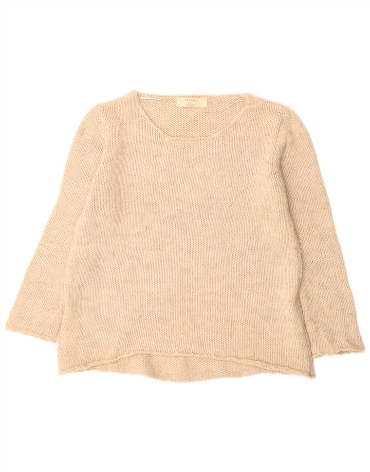 Zara Dame Boat Neck Jumper Sweater UK 14 Medium Beige Akryl