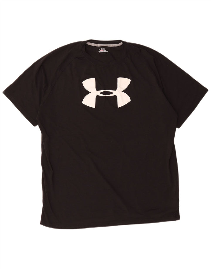 Under Armour Herre Heat Gear Grafisk T-Shirt Top Stor Sort Polyester