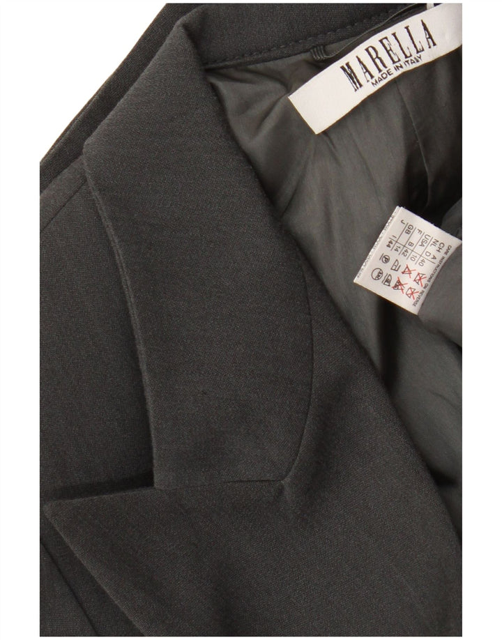 Marella Dame Dobbeltradet Blazer Jacket UK 14 Medium Grey Cupro