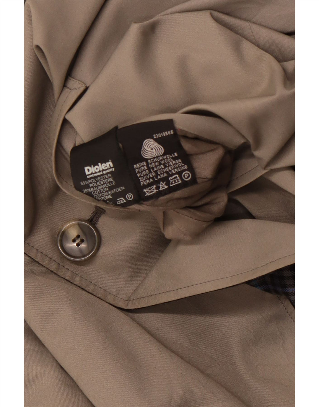 DIOLEN Vendbar Trench Coat til mænd UK 40 Large Grey Check Polyester