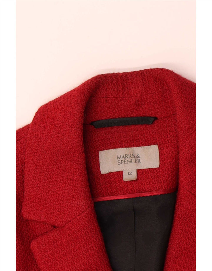 Marks & Spencer Dame 3-knaps 3/4-ærmet blazerjakke UK 12 Medium Rød