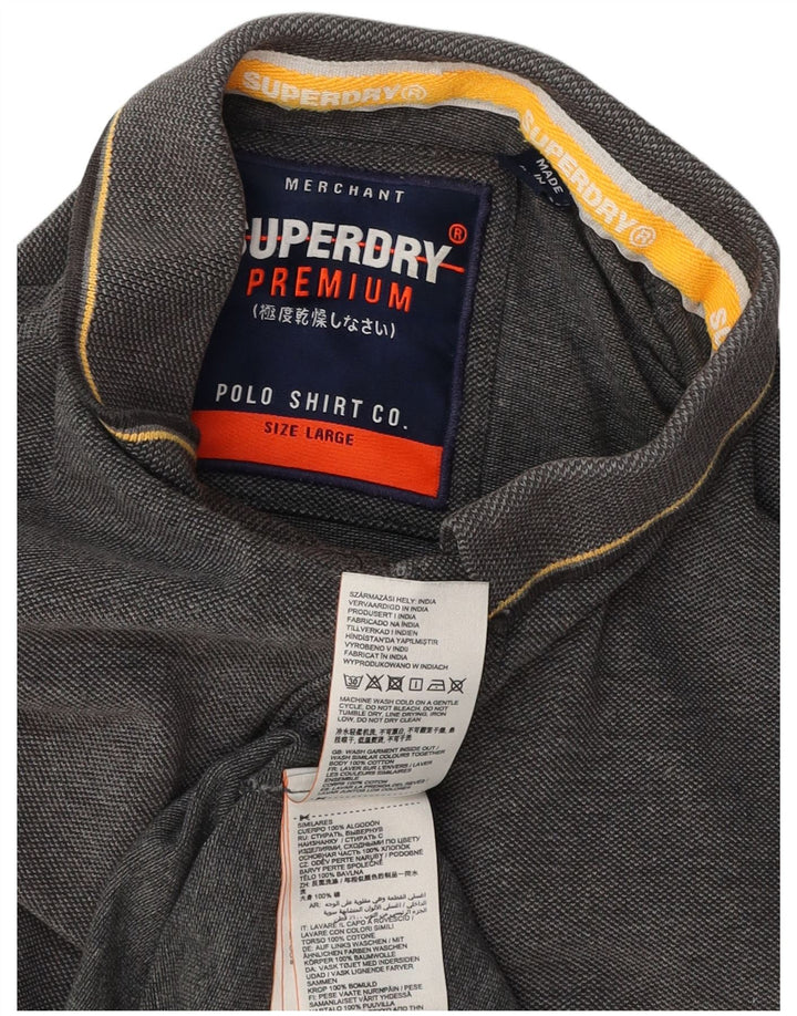 SUPERDRY Poloskjorte til mænd, stor grå bomuld
