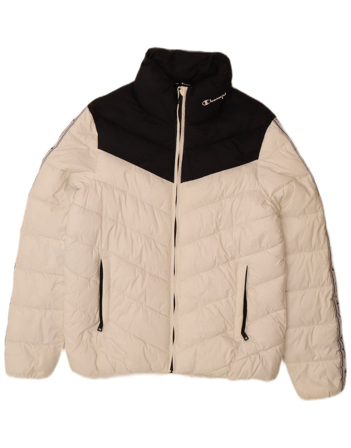 Champion Dame grafisk polstret jakke UK 16 Large White Colourblock