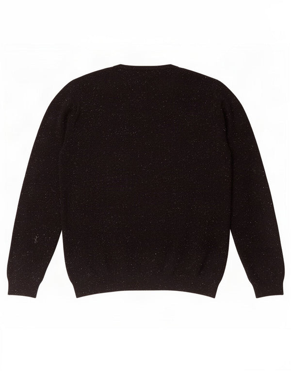 Zara Mens Crew Neck Jumper Sweater Large Black Flecked Cotton