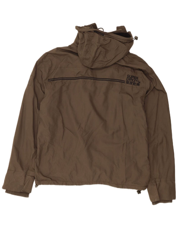 Superdry Windbreaker-jakke med hætte til mænd UK 46 3XL Khaki Nylon