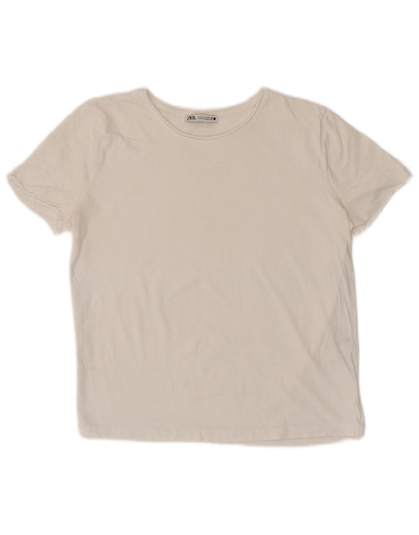 Zara Womens Crop T-Shirt Top UK 10 Small White Bomuld
