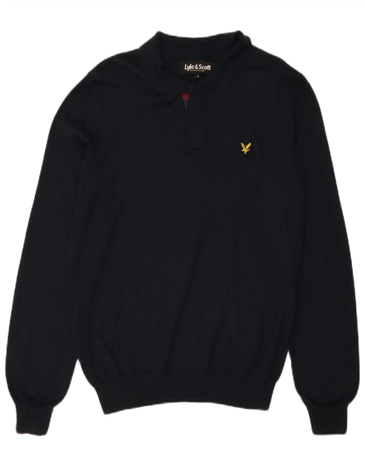 Lyle & Scott Herre polo-hals sweater mellem sort ternet uld