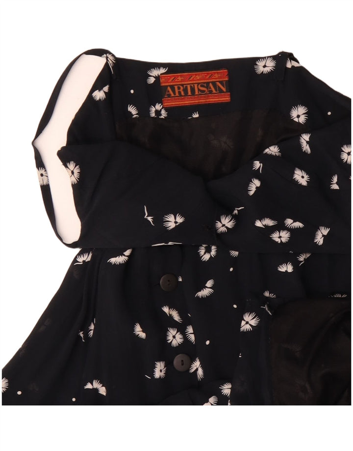 Artisan Womens Slip Dress UK 12 Medium Black Floral