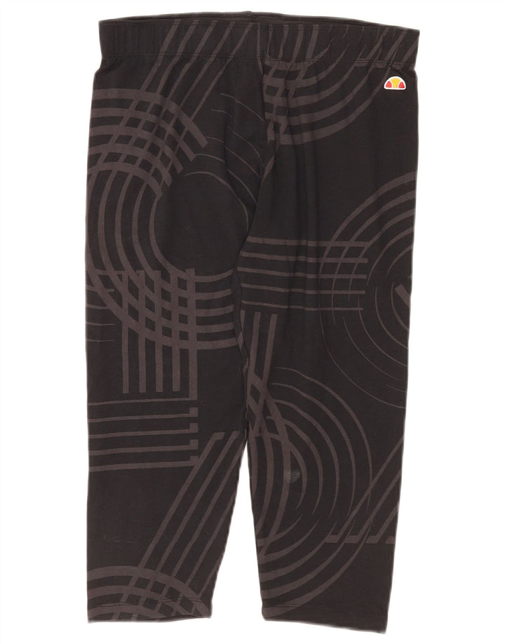 Ellesse Dame Capri Leggings UK 12 Medium Sort Geometrisk Bomuld
