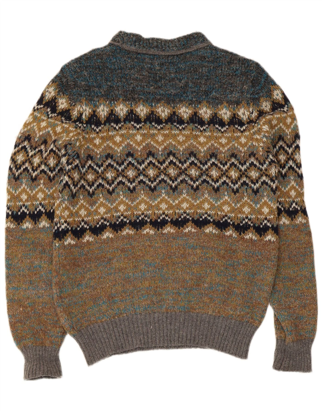 Replay Herre Crew Neck Jumper Sweater Small Green Fair Isle Wool