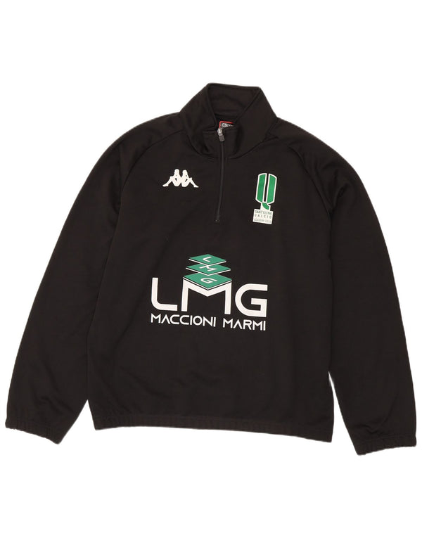 Kappa Herre Grafisk Zip Neck Sweatshirt Jumper Large Sort Polyester