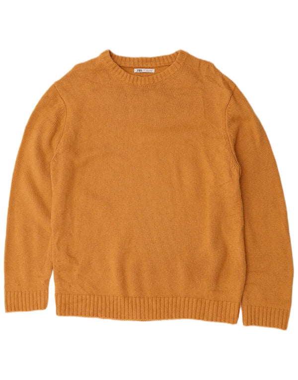 Zara Herre sweater med rund hals, medium gul