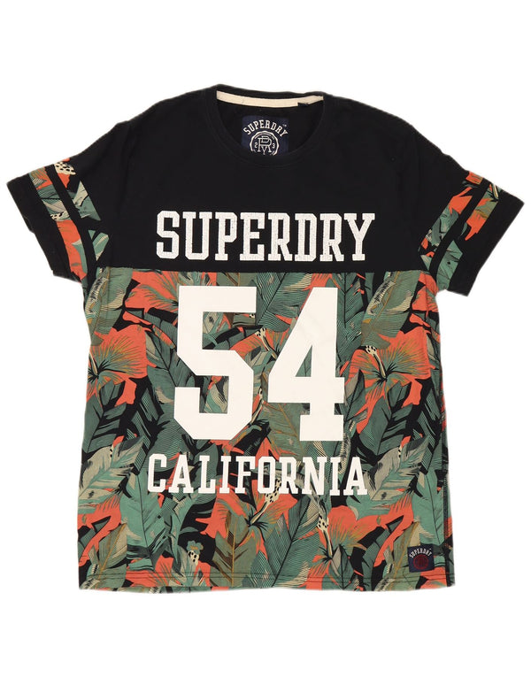 Superdry Herre California grafisk T-shirt top 2XL sort blomstret bomuld