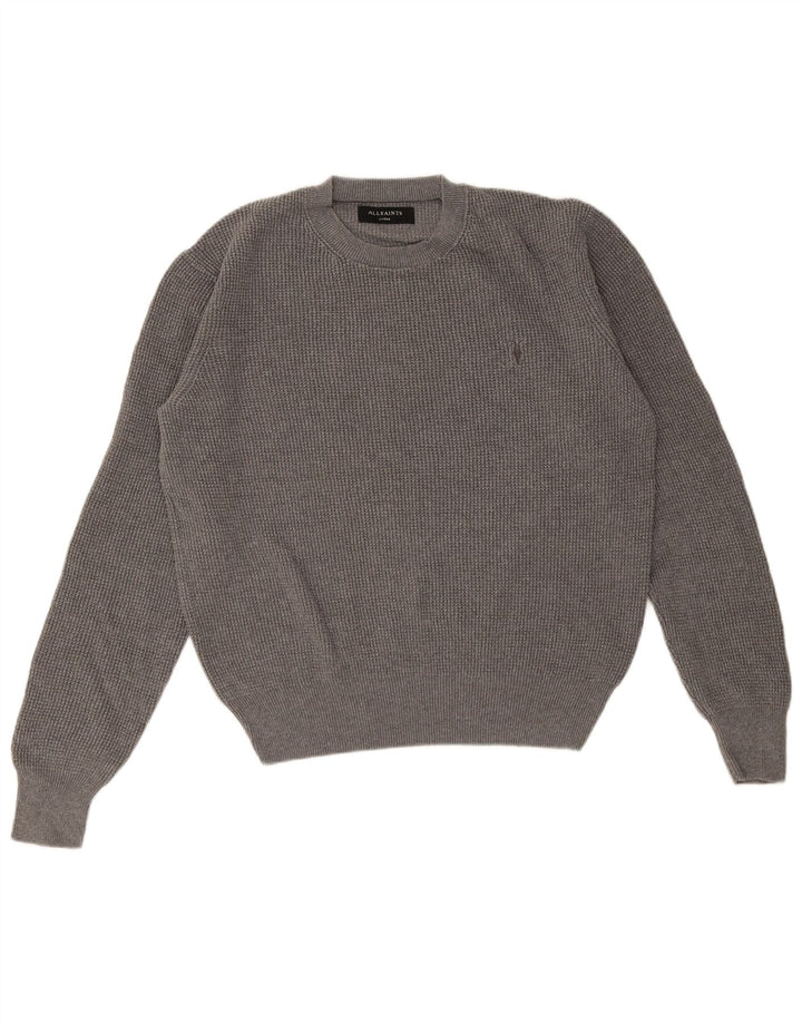 All Saints Herre Crew Neck Jumper Sweater Stor Grå Bomuld