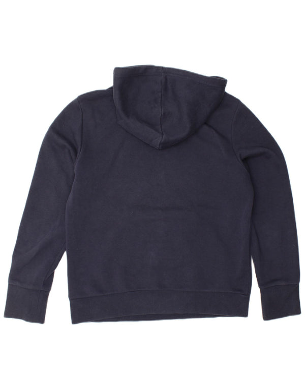 ADIDAS grafisk hættetrøje til kvinder UK 12/14 Medium marineblå bomuld