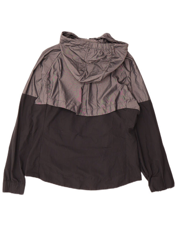 Nike Regnjakke med hætte til kvinder UK 10 Small Grey Colourblock Nylon