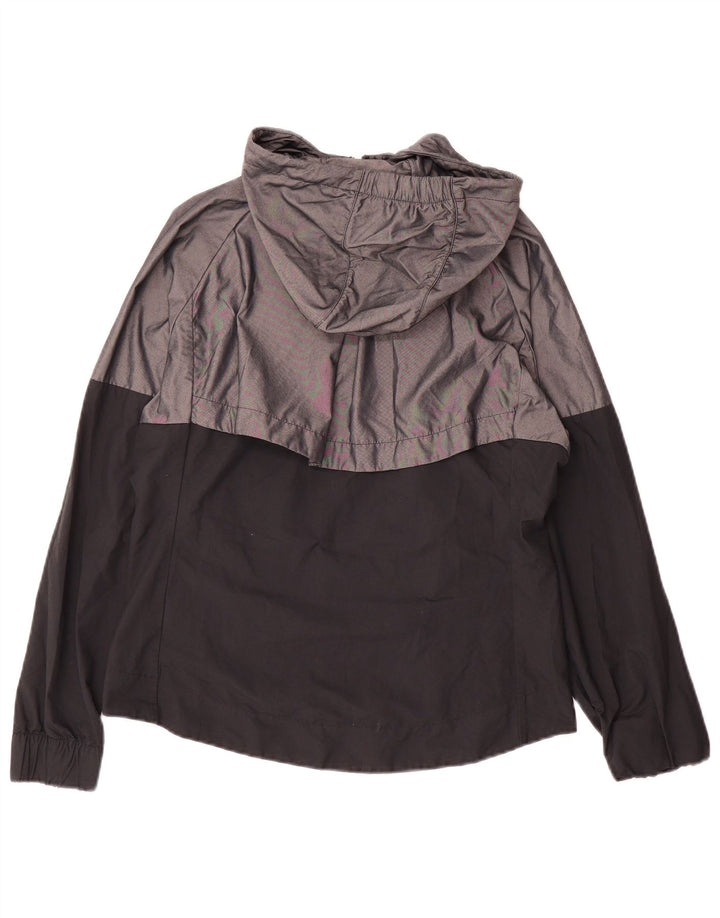 Nike Regnjakke med hætte til kvinder UK 10 Small Grey Colourblock Nylon
