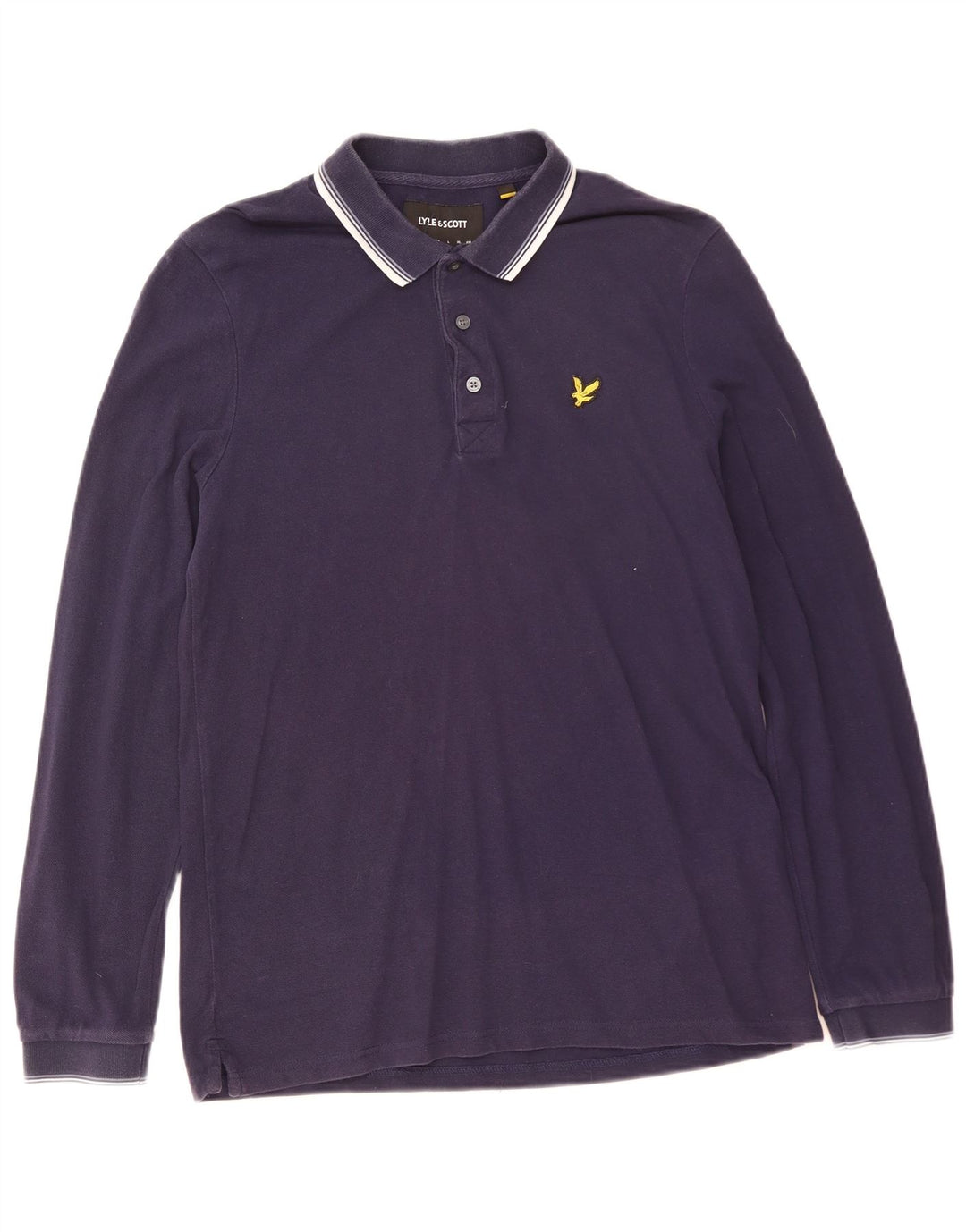 Lyle & Scott Langærmet herre poloshirt Medium marineblå bomuld