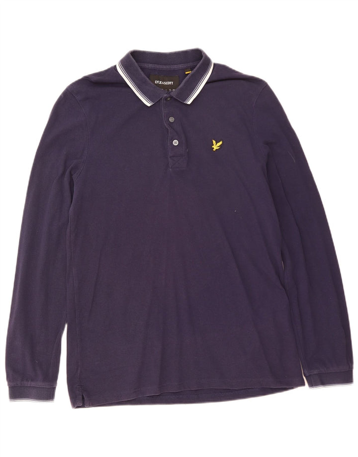 Lyle & Scott Langærmet herre poloshirt Medium marineblå bomuld