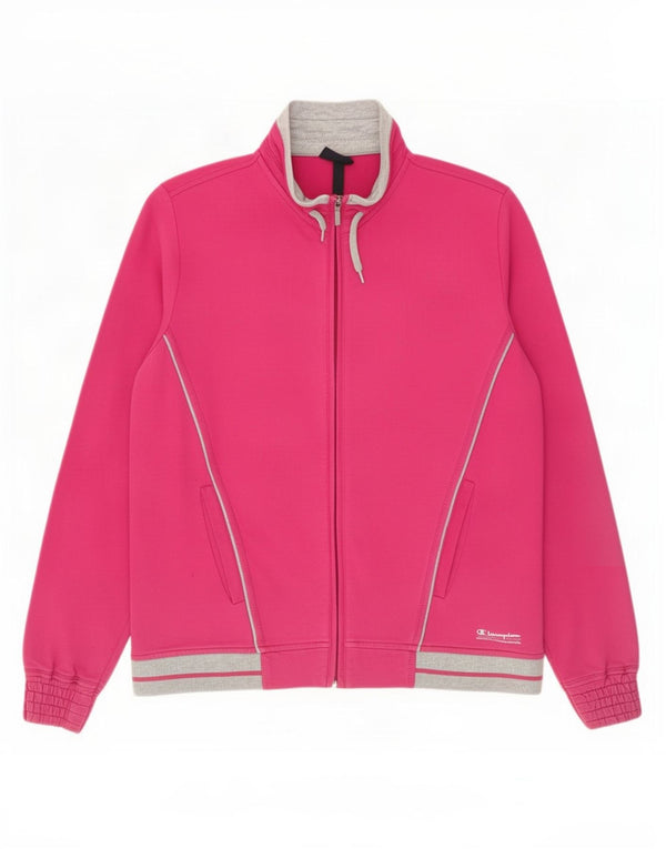 Champion Womens træningsdragt Topjakke UK 12 Medium Pink Colourblock Bomuld