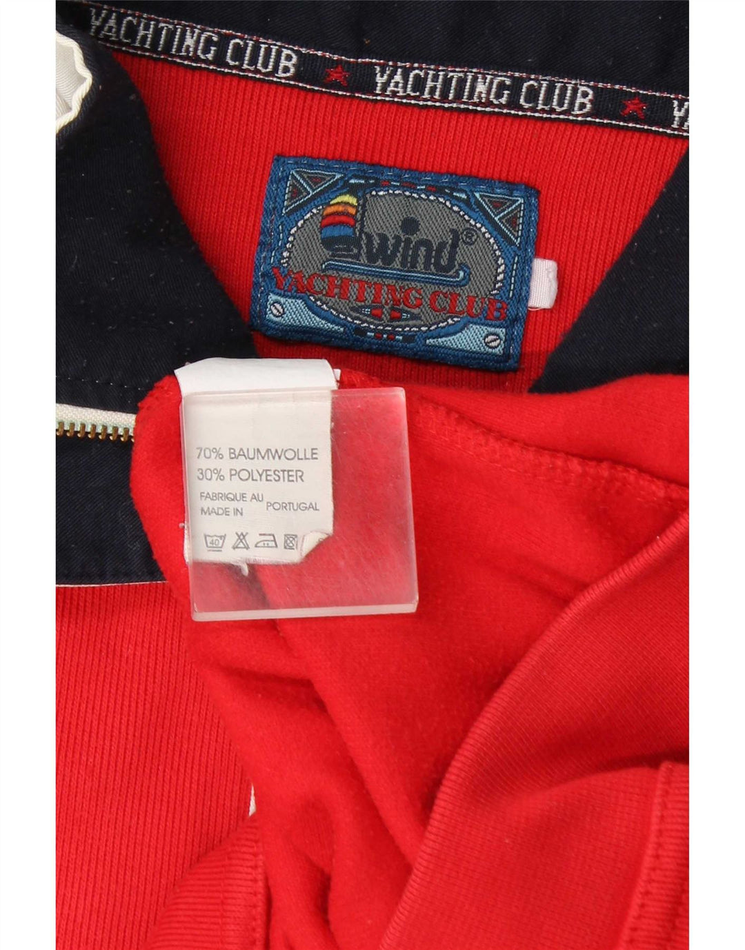 Yachting Club Herre Button Neck Sweatshirt Jumper Large Red Colourblock