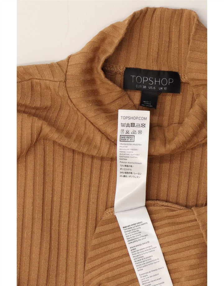 Topshop Dame Top Langærmet UK 10 Lille Brun Polyester