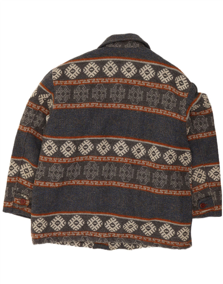 VINTAGE Sherpa-jakke til mænd UK 42 XL Navy Blue Fair Isle