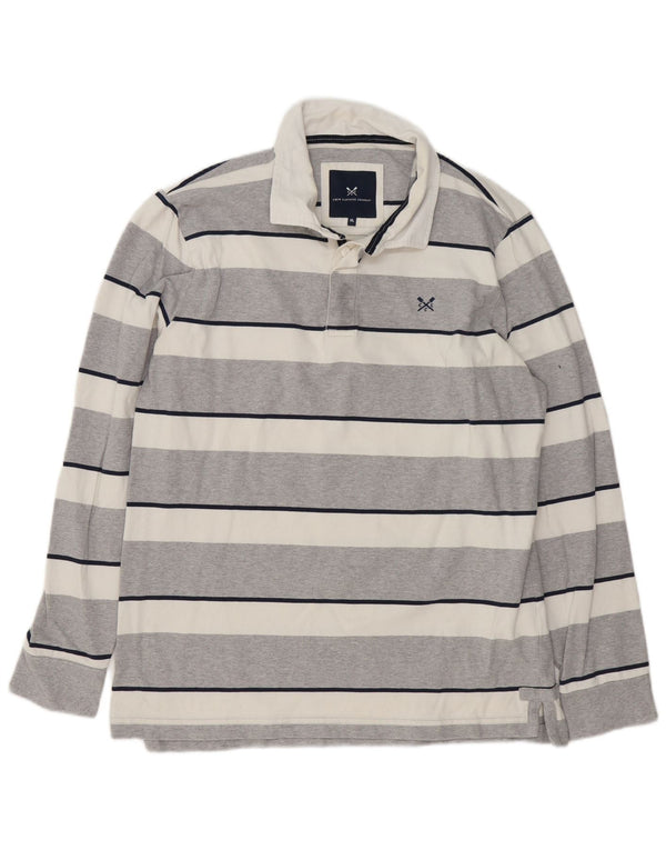Besætningstøj Langærmet rugby poloshirt til mænd XL Gråstribet