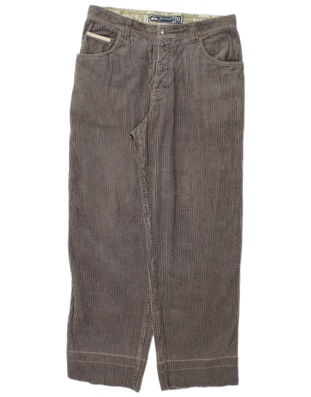 QUIKSILVER Lige fløjlsbukser til mænd XL W36 L32 Grå bomuld