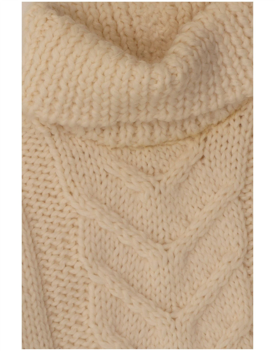 Vintage Dame Roll Neck Jumper Sweater UK 14 Medium Off White