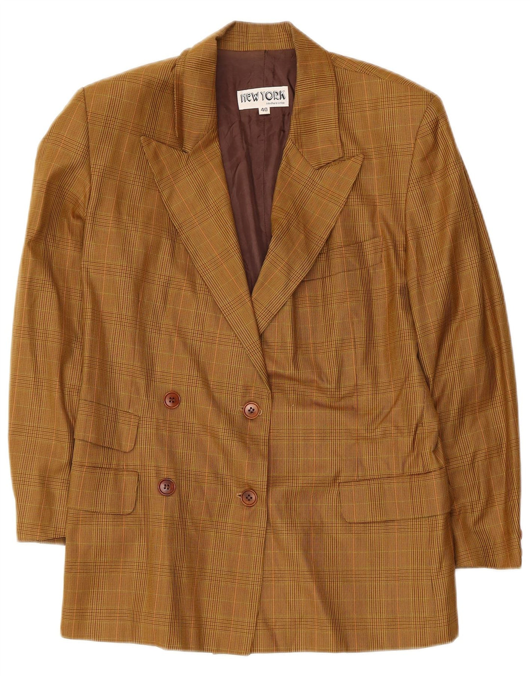 New York Industrie Dame Blazer Jacket IT 40 Small Beige Check